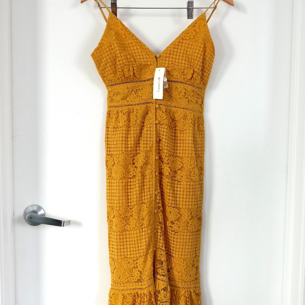NWT Francesca's Golden Yellow Lace Dress